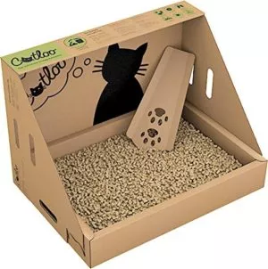 Einwegkatzenklo Catloo mit Katzenstreu und Streuschaufel für Unterwegs - Foto: Amazon.de